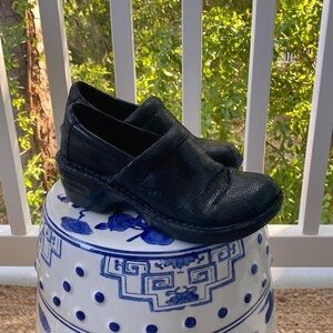 B.O.C. Black Leather Clogs - Size 7